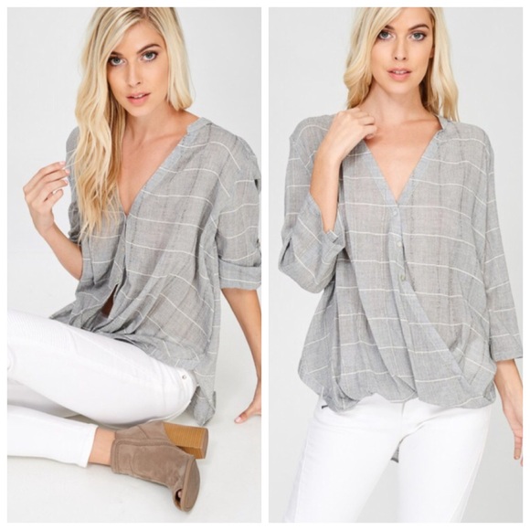 Tops - •3/4 Sleeve twisted hem tunic•